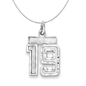 Silver, Varsity Collection, Small D/C Number 19 Necklace - 18 In
